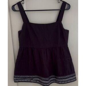 Anthropologie Amit AGGARWAL‎ Olivia Embroidered Black Tank Top Bohemian XS